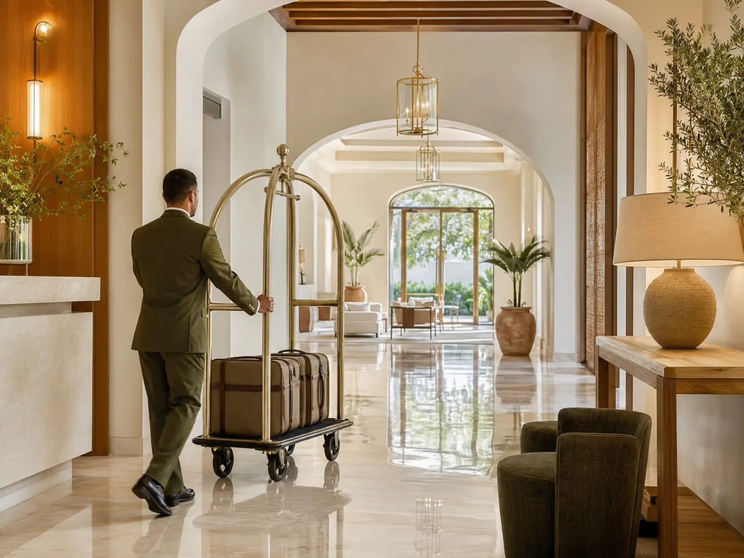 Cura professionale della lounge di un hotel